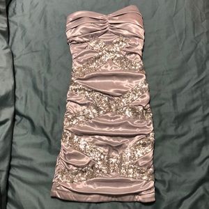 Silver Strapless Sequin Dress